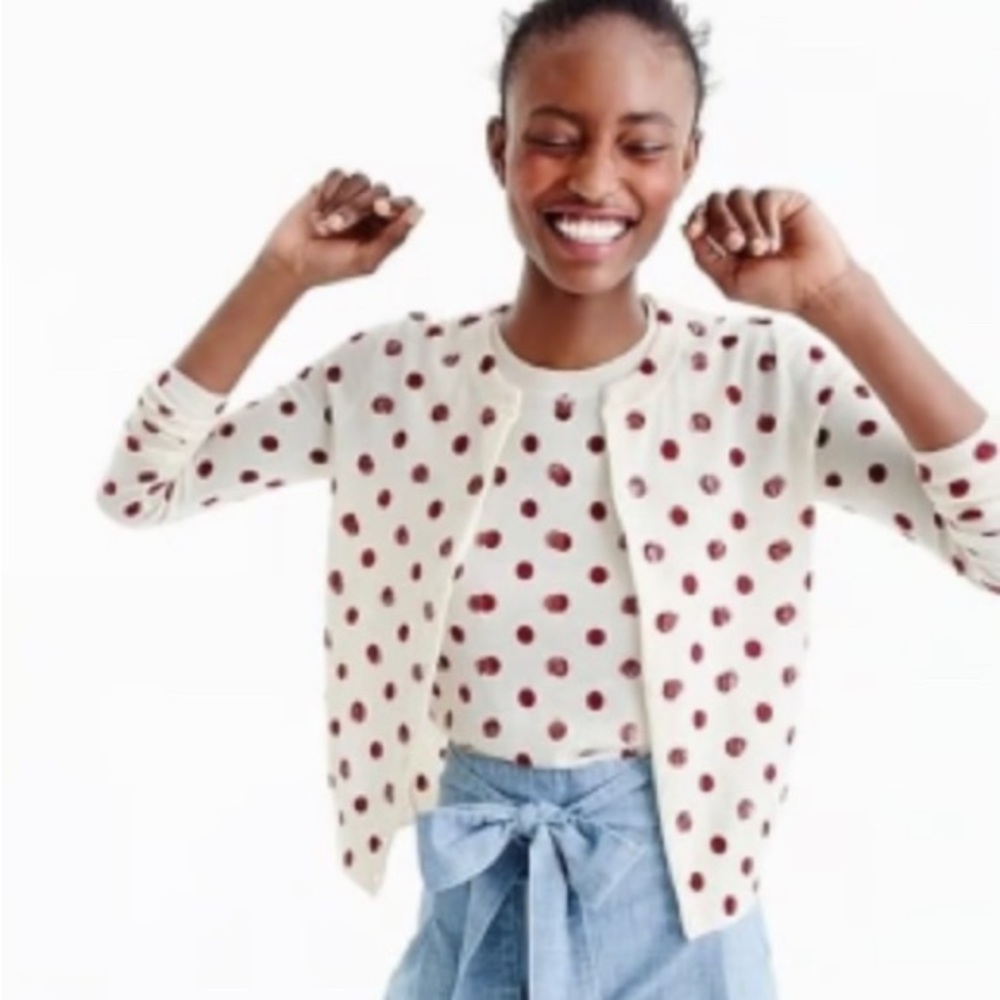 J. Crew sequin polka dot sweater set